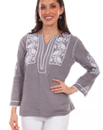Emb. Blouse W/crochet Trim - HC825