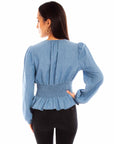 Peplum Blouse W/lace Up - HC849