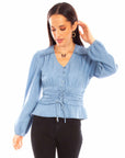 Peplum Blouse W/lace Up - HC849