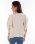 Cinch Front Cascade Sleeve Top - HC856