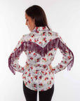 Floral Blouse With Back Fringe - HC864