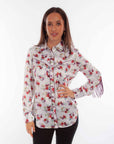 Floral Blouse With Back Fringe - HC864