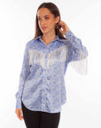 Mini Floral Print Blouse W/fringe - HC865