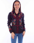 Floral Emb. Top W/red Piping - HC868