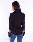 Floral Emb Top W/turq Piping - HC869