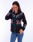 Floral Emb Top W/turq Piping - HC869
