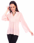 Pullover V Neck Emb. L/s Blouse - HC878