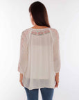 Tie Front Pull Over Emb Blouse - HC880