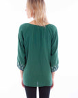 Pullover Tie Front Emb. Blouse - HC883