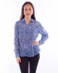 Blue Zebra Print Blouse - HC886