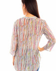 Abstract Stripe Print Blouse - HC887