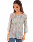 Water Color Print Pullover Blouse - HC889