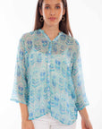 Feather Print Textured Blouse - HC890