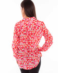 Heart Print Button Up Collar Blouse - HC891