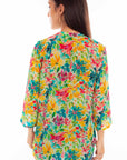 Tropical Print Button Up Blouse - HC893
