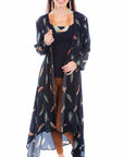 Feather Print Button Up Kimono - HC895