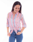 L/s Eyelet Button Up Blouse - HC896