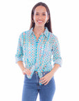 L/s Eyelet Button Up Blouse - HC897