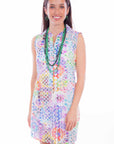Colorful Eyelet Sleeveless Dress - HC898