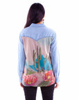 Cactus Print Denim Top - HC901