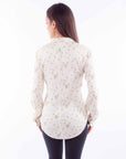 Snap Front Blouse W/floral Print - HC904