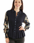 Peplum Blouse Smocked Bodice - HC911