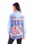 Aztec Print Denim Top - HC916