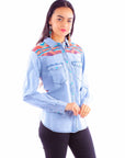 Aztec Print Denim Top - HC916