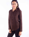 Ladies Plaid Button Up Top - HC920