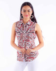 S/l Paisley Western Top - HC936