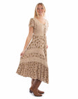 Capsleeve Printed Lace Front Dress - HC959