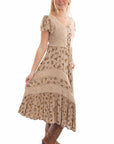 Capsleeve Printed Lace Front Dress - HC959