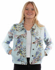Feather Print Denim Jacket - HC960