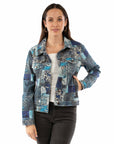 Printed Patch Work Denim Jacket - HC961