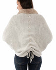 Lace Up Back Cardigan W/faux Fur Trm - HC969