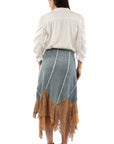 Denim Skirt W/applique & Lace - HC989