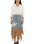Denim Skirt W/applique & Lace - HC989