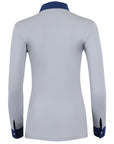 Roxana - French Gray & Cadet Blue Long Sleeve Riding Shirt