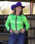 HIGH ROLLER & LIME SPARKLE PERFORMANCE RODEO SHIRT