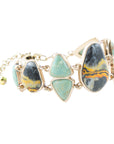 Multi Color Bumblebee Jasper and Green Turquoise Golden Bracelets