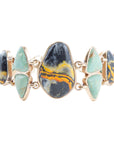 Multi Color Bumblebee Jasper and Green Turquoise Golden Bracelets