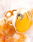 Honey Bee Yellow Agate Golden Ring