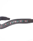 ExionPro Elegant Soft Padded Rose, Emerald, Jet Hematite Colored Crystal Browband