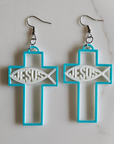 3D Print Christian Cross Faith Earrings Made in America
