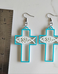 3D Print Christian Cross Faith Earrings Made in America