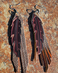3D Printed Feather Leather Fringe Earrings Made in America