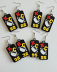 3D Print KC Chiefs Player Number Football Earrings choice of number