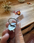 Oval ring - Adjustable- White Buffalo Ring & sterling silver