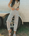 The Carlton Leopard Barrel Jean