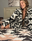 Black Aztec Women's Western Bath Robe